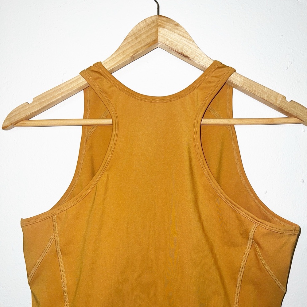 Nike pro Dri-fit Nike mustard yellow high neck longline crop top sports bra - Picture 9 of 9